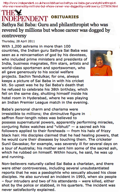 Sathya Sai Baba The Independent Obituary